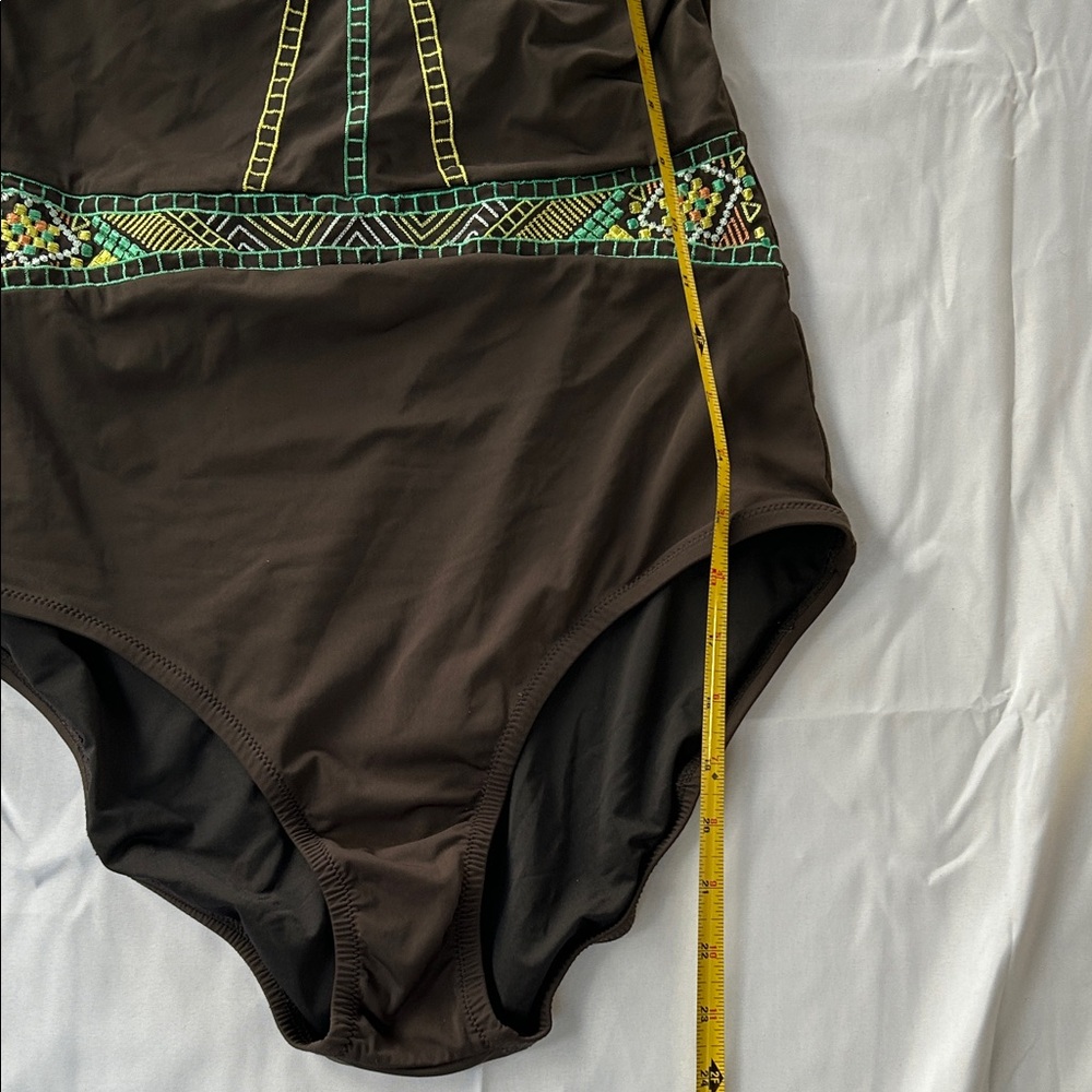 Nanette Lepore Brown with colorful details. Mayan Rivera One Piece Swimsuit - Picture 8 of 14